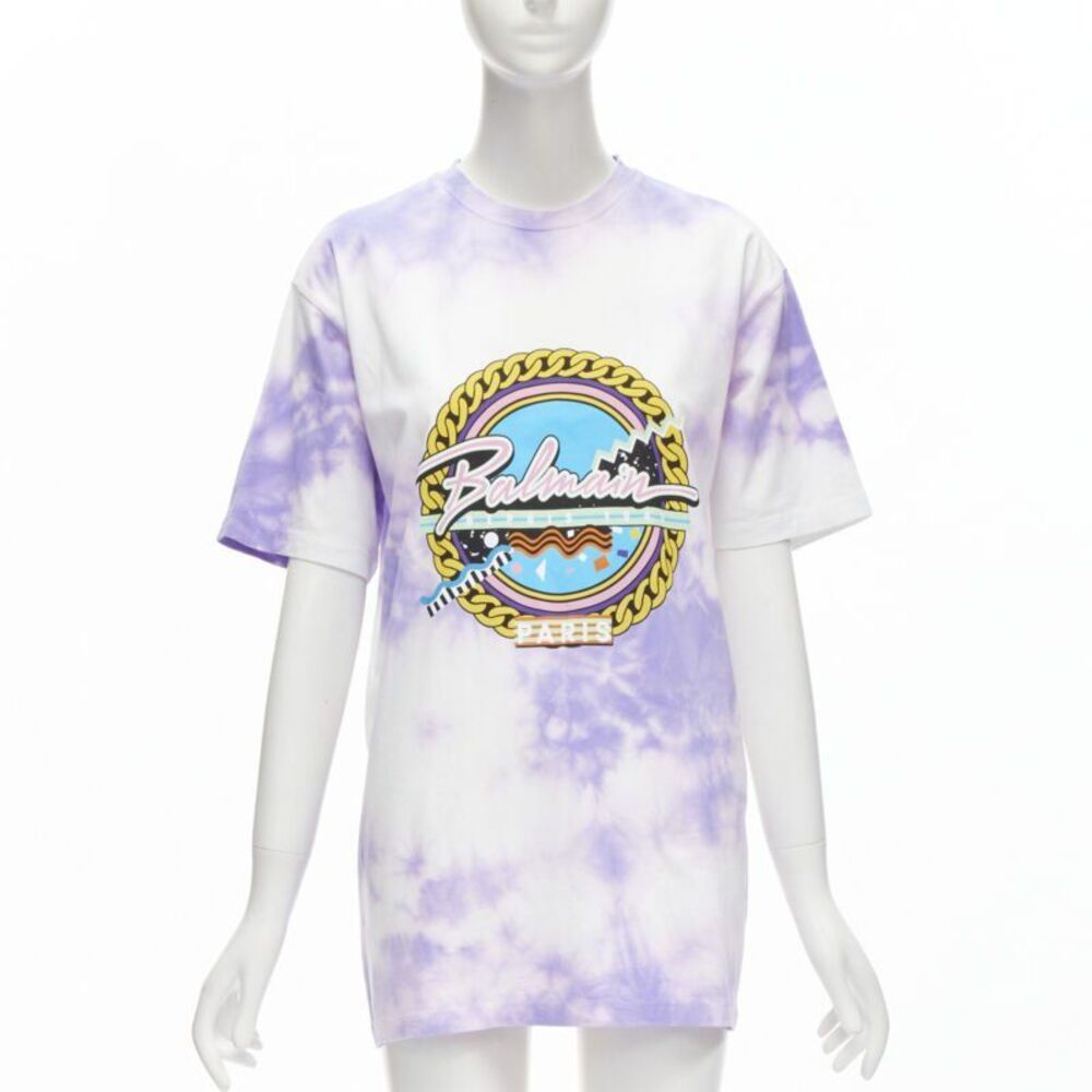 Balmain Tie Dye Retro Logo Tshirt